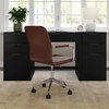 image:imageMartha Stewart Taytum Swivel Task Chair with Armrests for Home Office in Black Faux Leather with Polished Nickel FrameSaddle Brown Faux LeatherPolished Nickel Frame