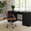 image:imageMartha Stewart Taytum Swivel Task Chair with Armrests for Home Office in Black Faux Leather with Polished Nickel FrameSaddle Brown Faux LeatherPolished Nickel Frame
