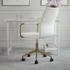 image:imageMartha Stewart Taytum Swivel Task Chair with Armrests for Home Office in Black Faux Leather with Polished Nickel FrameWhite Faux LeatherPolished Brass