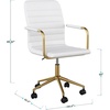 image:imageMartha Stewart Taytum Swivel Task Chair with Armrests for Home Office in Black Faux Leather with Polished Nickel FrameWhite Faux LeatherPolished Brass