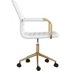 image:imageMartha Stewart Taytum Swivel Task Chair with Armrests for Home Office in Black Faux Leather with Polished Nickel FrameWhite Faux LeatherPolished Brass