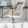 image:imageMartha Stewart Taytum Swivel Task Chair with Armrests for Home Office in Black Faux Leather with Polished Nickel FrameWhite Faux LeatherPolished Brass