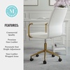 image:imageMartha Stewart Taytum Swivel Task Chair with Armrests for Home Office in Black Faux Leather with Polished Nickel FrameWhite Faux LeatherPolished Brass