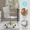 image:imageMartha Stewart Taytum Swivel Task Chair with Armrests for Home Office in Black Faux Leather with Polished Nickel FrameWhite Faux LeatherPolished Brass