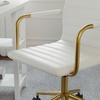image:imageMartha Stewart Taytum Swivel Task Chair with Armrests for Home Office in Black Faux Leather with Polished Nickel FrameWhite Faux LeatherPolished Brass