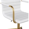 image:imageMartha Stewart Taytum Swivel Task Chair with Armrests for Home Office in Black Faux Leather with Polished Nickel FrameWhite Faux LeatherPolished Brass