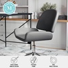 image:imageMartha Stewart Tyla Armless Swivel Task Chair for Home Office in White Faux Leather with Polished Brass FrameGray Faux LeatherPolished Nickel