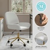 image:imageMartha Stewart Tyla Armless Swivel Task Chair for Home Office in White Faux Leather with Polished Brass FrameWhite Faux LeatherPolished Brass