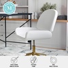 image:imageMartha Stewart Tyla Armless Swivel Task Chair for Home Office in White Faux Leather with Polished Brass FrameWhite Faux LeatherPolished Brass