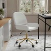 image:imageMartha Stewart Tyla Armless Swivel Task Chair for Home Office in White Faux Leather with Polished Brass FrameWhite Faux LeatherPolished Brass