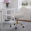 image:imageMartha Stewart Tyla Armless Swivel Task Chair for Home Office in White Faux Leather with Polished Brass FrameWhite Faux LeatherPolished Brass