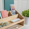 image:imageMartha Stewart Weston Wooden Desktop Organizer with Open Lower Storage Compartment Paulownia Wood Multipurpose Storage Caddy Light NaturalLight Natural