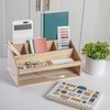 image:imageMartha Stewart Weston Wooden Desktop Organizer with Open Lower Storage Compartment Paulownia Wood Multipurpose Storage Caddy Light NaturalLight Natural