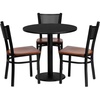 image:imageFlash Furniture 30 Round Black Laminate Table Set with 3 Grid Back Metal Chairs  Cherry Wood Seat