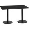 image:imageFlash Furniture 30 x 60 Rectangular Black Laminate Table Top with 18 Round Table Height BasesBlack