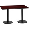 image:imageFlash Furniture 30 x 60 Rectangular Black Laminate Table Top with 18 Round Table Height BasesMahogany