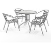 image:imageFlash Furniture 315 Round Glass Metal Table with 4 Black Metal Aluminum Slat Stack ChairsSilver