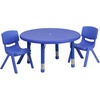 image:imageFlash Furniture 33 Round Natural Plastic Height Adjustable Activity Table Set with 2 ChairsBlue
