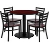 image:imageFlash Furniture 36 Round Mahogany Laminate Table Set with 4 Ladder Back Metal Chairs  Mahogany Wood Seat