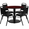 image:imageFlash Furniture 36 Round Mahogany Laminate Table Set with Round Base and 4 Black Trapezoidal Back Banquet ChairsMahogany TopBlack Vinyl Seat
