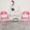 image:imageFlash Furniture 4 Pack HERCULES COLORBURST Series Bubblegum Pink Triple Braced amp Double Hinged Metal Folding Chair4