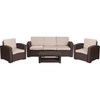 image:imageFlash Furniture 4 Piece Outdoor Faux Rattan Chair Sofa and Table Set in Chocolate BrownChocolate Brown