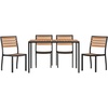 image:imageFlash Furniture 5 Piece Patio Table Set  Synthetic Teak Poly Slats  30 x 48 Steel Framed Table with 4 Faux Teak Chairs