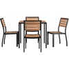 image:imageFlash Furniture 5 Piece Patio Table Set  Synthetic Teak Poly Slats  35 Square Steel Framed Table with 4 Faux Teak Chairs