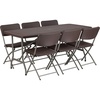 image:imageFlash Furniture 562Foot Brown Rattan IndoorOutdoor Plastic Folding Table Set with 6 Chairs