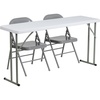 image:imageFlash Furniture 5Foot Plastic Folding Training Table Set with 2 Gray Metal Folding Chairs