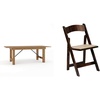 image:imageFlash Furniture 7 x 40 Rustic Solid Pine Folding Farm Table and 4 Fruitwood Wood Folding Chairs with Vinyl Padded Seats