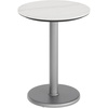 image:imageFlash Furniture Acadia 3125 Round Indoor Outdoor Dark Brown Tabletop with 18 Round Silver Base Scratch Heat amp UV Resistant Seamless TopGuard HPL Top and EdgeWhite Faux MarbleSilver Base
