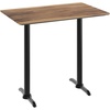 image:imageFlash Furniture Acadia 48 x 30 Indoor Dark Brown Tabletop with Dual 5 x 22 Black Bar Height TBases Seamless TopGuard HPL Top and EdgeNaturalBlack Base