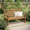image:imageFlash Furniture Adele Commercial IndoorOutdoor Acacia Wood Bench 2Person Slatted Patio Loveseat for Use in Yard Garden Porch or Park BrownBrown
