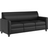image:imageFlash Furniture Agent Reception Sofa with Left and Right Side Charging Stations Dual AC and USB Ports Plus USBC Port Lobby Sofa with Hardwood Frame Raised Wooden Feet Black LeatherSoftBlack