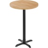 image:imageFlash Furniture Bennett 30 Round Solid Wood Commercial Indoor Tabletop in Dark Brown with 22 x 22 Bar Height Black Cast Iron X Base 300 lb Static CapacityNatural TopBlack Base