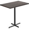 image:imageFlash Furniture Bennett 30 x 48 Solid Wood Commercial Indoor Tabletop in Dark Brown with 235 x 295 Bar Height Black Cast Iron X Base 300 lb Static CapacityDark Brown TopBlack Base