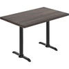 image:imageFlash Furniture Bennett 30 x 48 Solid Wood Commercial Indoor Tabletop in Dark Brown with Dual 5 x 22 Dining Height Black Cast Iron T Bases 400 lb Static CapacityDark Brown TopBlack Base