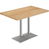 image:imageFlash Furniture Bennett 30 x 48 Solid Wood Commercial Indoor Tabletop in Natural with 27 x 15 Dual Column Table Height Black Cast Iron Base 300 lb Static CapacityNatural TopSilver Base