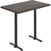 image:imageFlash Furniture Bennett 30 x 48 Solid Wood Commercial Indoor Tabletop in Natural with Dual 5 x 22 Bar Height Black Cast Iron T Bases 400 lb Static CapacityDark Brown TopBlack Base