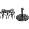image:imageFlash Furniture Black Steel 355 Square 4Chair Patio Set with Umbrella Hole  Bronze 21lb Umbrella Base