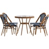 image:imageFlash Furniture Bordeaux IndoorOutdoor Commercial Bistro Set  Tempered Glass Top Table  4 Chairs  PE Rattan  NAT Bamboo Print Aluminum Frame  NavyWhiteNavy  White RattanNatural Frame