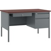 image:imageFlash Furniture Cambridge Right Side Single Pedestal Desk with 3 Locking Drawers Commercial Grade Teachers or Office Desk 24x48 Metal Frame MahoganyCharcoal