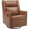 image:imageFlash Furniture Cash Swivel Manual Glider Rocker Recliner Chair USBUSBC Charging Ports 270 Degree Swivel Perfect for Living Room or Nursery OffWhite BoucleCognac Leathersoft