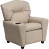 image:imageFlash Furniture Chandler LeatherSoft Kids Recliner with Cup Holder and Safety Recline Contemporary Reclining Chair for Kids Supports up to 90 lbs BlackBeige Vinyl