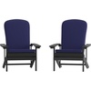 image:imageFlash Furniture Charlestown Set of 2 Adirondack Chairs with Cushions  White Poly Resin Frame  Blue AllWeather Cushions  IndoorOutdoor UseSlate GrayBlue