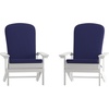 image:imageFlash Furniture Charlestown Set of 2 Adirondack Chairs with Cushions  White Poly Resin Frame  Blue AllWeather Cushions  IndoorOutdoor UseWhiteBlue