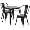 image:imageFlash Furniture Commercial Grade 2375 Square BlackAntique Gold Metal IndoorOutdoor Table Set with 2 Stack ChairsBlack