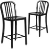 image:imageFlash Furniture Commercial Grade 24 High White Metal IndoorOutdoor Counter Height Stool with Vertical Slat BackBlack