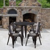 image:imageFlash Furniture Commercial Grade 30 Round Red Metal IndoorOutdoor Table Set with 4 Arm ChairsBlackantique Gold